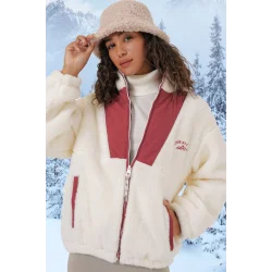 5194 Peluş Mont Ceket - Kiremit