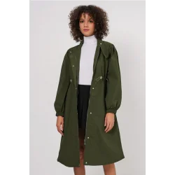 5939 Astarlı Uzun Trençkot - Haki