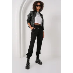 6674 Paçası Lastikli Eşofman Altı - Siyah