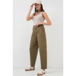 6703 Yüksek Bel Kot Pantolon - Haki