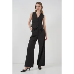 6709 Yelek Pantolon İkili Takım - Siyah