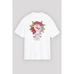 8 Mart Dünya Kadınlar Günü Baskılı Oversize Bisiklet Yaka T-shirt - Beyaz