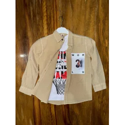 9-13 yaş tişört gömlek kombini vizon