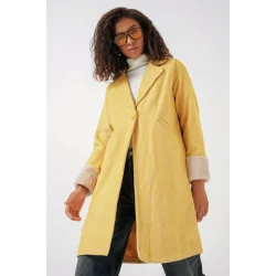 9085 Balık Sırtı Kaşe Kaban - B.Sarı