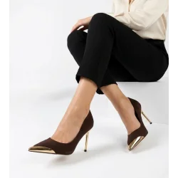 Alis Kahverengi Saten Stiletto Ayakkabı
