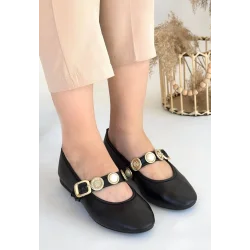 Atnis Siyah Cilt Babet Ayakkabı