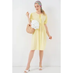 Bağcıklı Midi Elbise 2575 - Sarı