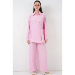 Bağcıklı Tunik Pantolon İkili Takım 6752 - Pudra