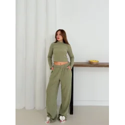 Balıkçı yaka örme takım mint st265865