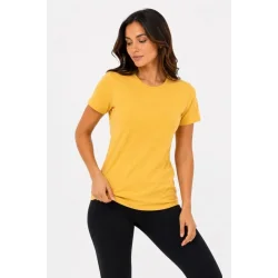 Basic Tişört Bisiklet Yaka Kısa Kol Günlük Yazlık Slim Fit T-Shirt - Sarı