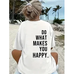 Baskılı Oversize Bisiklet Yaka T-shirt - Beyaz