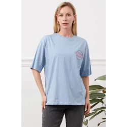 Baskılı tişört mavi
