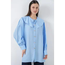 Bebe Yaka Uzun Tunik 5967 - Mavi