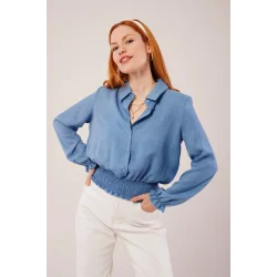 Bel Ve Bilek Lastikli Mavi Bluz