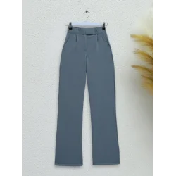 Beli Cırtlı Likralı Pantolon -Gri