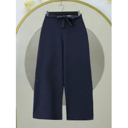 Beli Lastikli Bağlamalı  Bol Paça Pantolon  -Laci
