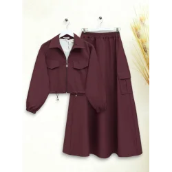 Beli Lastikli Etekli Bonding Takım  -Bordo