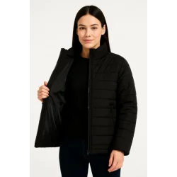 Bomber Mont Ceket – Su İtici Kumaş, Kapitone Astarlı, Fermuarlı, Kışlık - Siyah