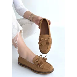 Boriy Taba Deri Tozu Süet Babet Ayakkabı