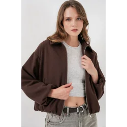 Büzgülü Oversize Kaşe Ceket 0728 - Kahverengi