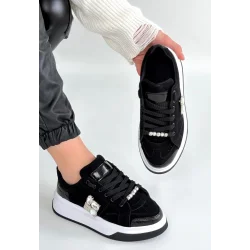 Ceans Siyah Süet Bağcıklı Spor Ayakkabı