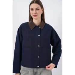 Cep Detaylı Kısa Ceket 5975 - Lacivert