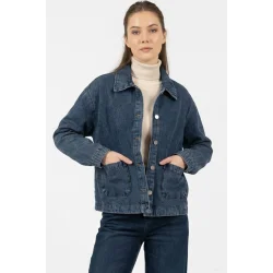 Çift Cepli Denim Ceket 0731 - Lacivert