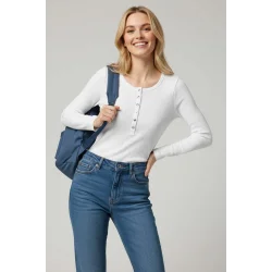 Çıtçıt Detaylı Bluz Beyaz T4343