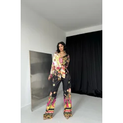 Desenli Gömlek Ve Desenli Pantolon Takım