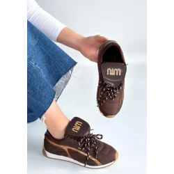 Dissa Kahverengi Cilt Bağcıklı Paraşüt Detaylı Spor Ayakkabı