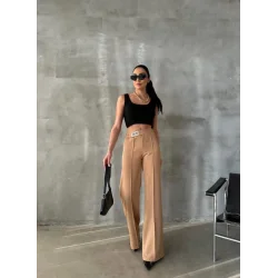 DREAMS ETİKETLİ PALAZZO PANTOLON - Bej