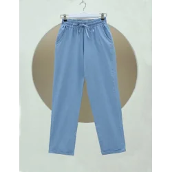 Duble Paça Yıkamalı Soft Kot Pantolon  -Buz Mavi