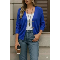 Düğme Detay Triko Bluz