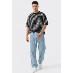 Erkek Rahat Kesim Baggy Jean Pantolon 30074 - Mavi