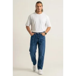Erkek Rahat Kesim Baggy Jean Pantolon 30075 - Lacivert