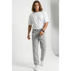 Erkek Rahat Kesim Baggy Jean Pantolon 30075 - Taş