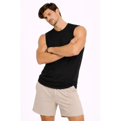 Erkek Sıfır Kolsuz Atlet Bisiklet Yaka Oversize Basic Spor Üst, Günlük Ve Fitness Kullanımına Uygun - Siyah