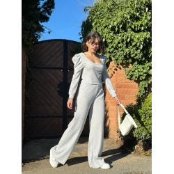 Fitilli prenses kol alt üst takım gri