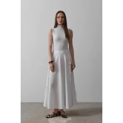 Fiyonk Kloş Etek - Beyaz