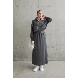 Füme Biyeli Sweatshirt Ve Etek Takım