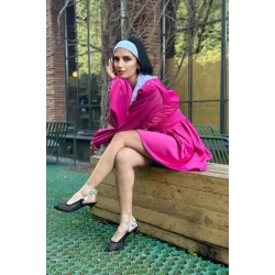 Fuşya Bebe Yakalı Elbise