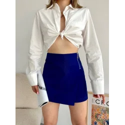 Gabardin fermuarlı şort etek S24906