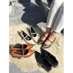 Galye Siyah Cilt Topuklu Ayakkabı