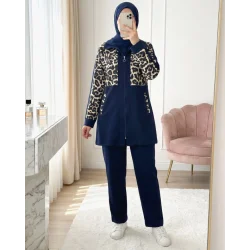 Gömlek Yaka Boydan Fermuarlı Pantolonlu Takım   -Laci