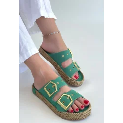 İces Yeşil Nubuk Terlik