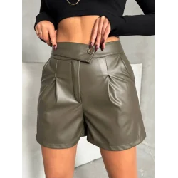 İki düğmeli pileli şort