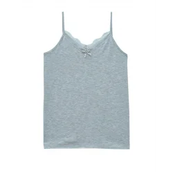 İp Askılı Dantelli Atlet   -Gri