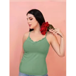 İp Askılı Dantelli Atlet -Yeşil