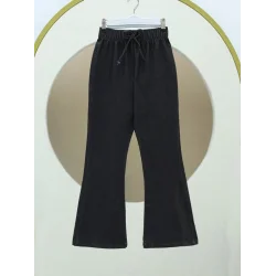 İspanyol Paça Bağcık Detaylı Kot Pantolon  -Antrasit