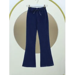 İspanyol Paça Bağcık Detaylı Kot Pantolon  -İndigo